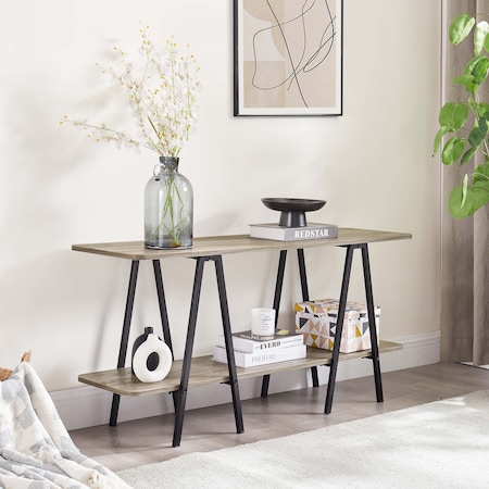 Manhattan Comfort Celine Side Table Console in Rustic Grey 25547-GY